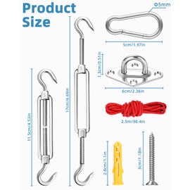 Awning Mounting Kit, 304 Stainless Steel Sun Sail Mounting Set, M5 Awning Attachment Accessories