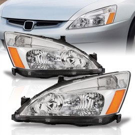 AJP Distributors JDM Bumper Driving Signal Headlights Headlamps Head Lights Lamps Assembly Left+Right Pair LH+RH Set Compatible/Replacement For Accord 2/4Door 2003 2004 2005 2006 2007 03 04 05 06 07
