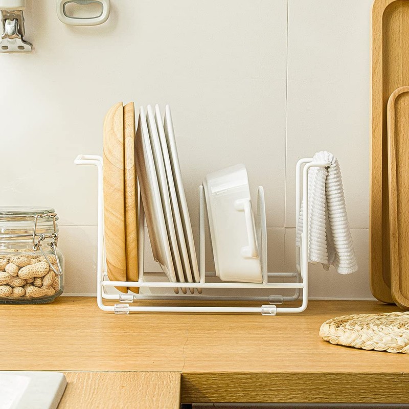 Poeland Plate Holders Organizer, Dish Drying Rack for Kitchen Cabinet