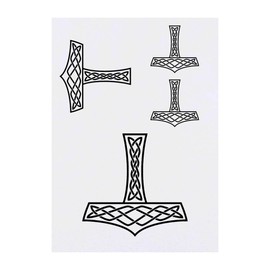 Azeeda 4 x 'Mjölnir' Temporäre Tattoos - Wasserfest, Hautfreundlich & Ungiftig · Transfers in Verschiedenen Größen (TO00051541)