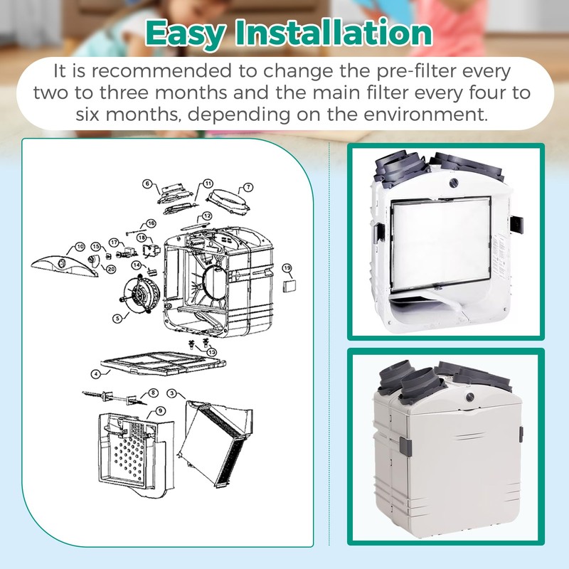 Iridesc HEPA Filter Kit Compatible with Nutone/Broan ACCGSFHP2, Guardian Plus