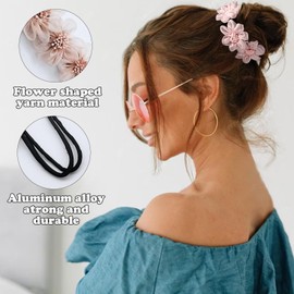 Andiker Hair Bun Maker, 2Pcs Bendable Hair Bun Shaper with Pearls and Flower, Magic Hair Bun Maker with Build-in Metal Strap for Women DIY Hair Styling Tool & Lazy Hairstyle Accessories (B)