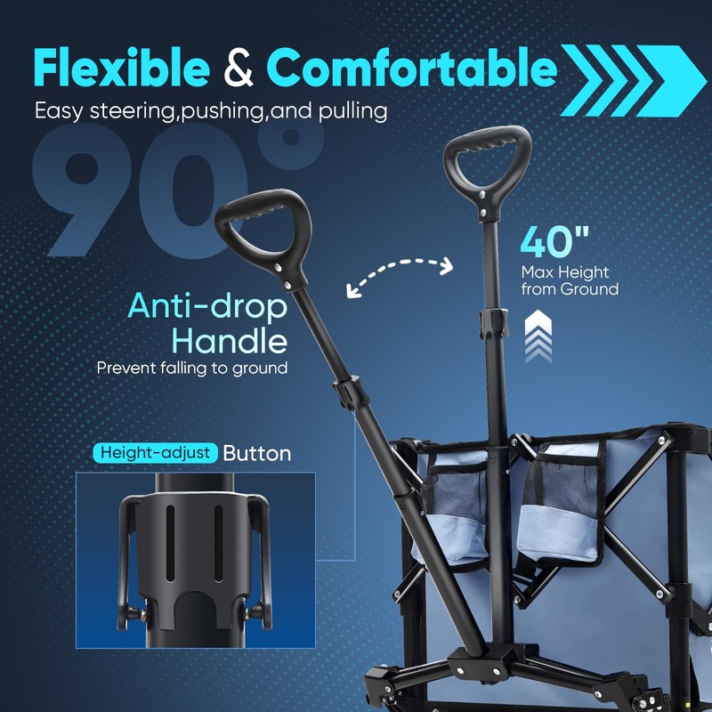 Sekey Collapsible Foldable Wagon with 330lbs Weight Capacity, Heavy Duty