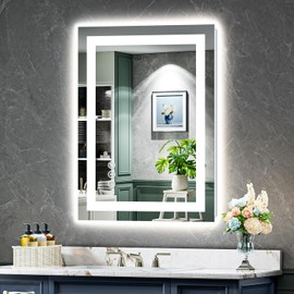 YEELAIT 24x30 Inch LED Bathroom Mirror with Lights Front and Backlit Lighted Vanity Mirror for Bathroom Wall with 3 Colors Dimmable Anti-Fog Memory Shatter-Proof IP54 Waterproof Horizontal/Vertical