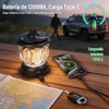 Purplecrystal LED camping lantern, rechargeable retro camping light, IP65 Impermeables,Adecuado
