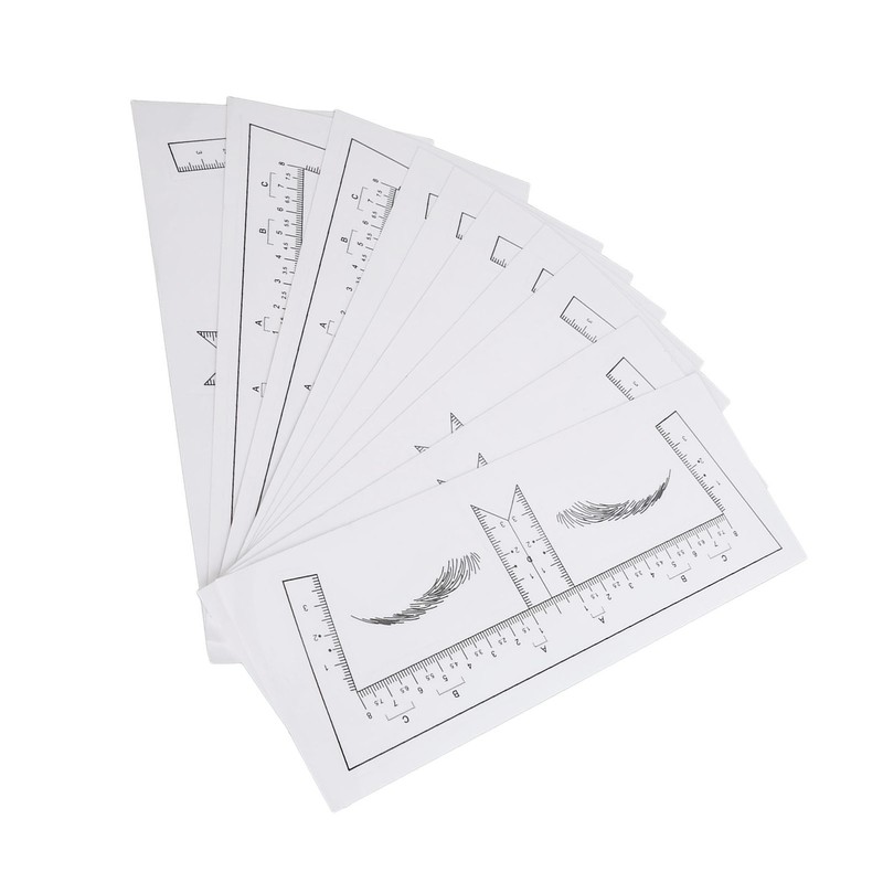 100PCS Eyebrow Ruler Stencils Clear Scale Transparent Adhesive Eyebrow Designer