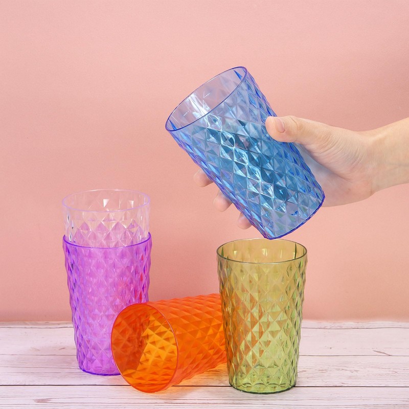 sourcing map 4Pcs Plastic Drinking Cups, Transparent Unbreakable Reusable Water