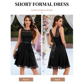 BeryLove Homecoming Dresses for Teens Cocktail Dresses Wedding Guest Short Bridesmaid Lace Formal Dress for Women Ruffle Party Prom Dress 7052 Black XS