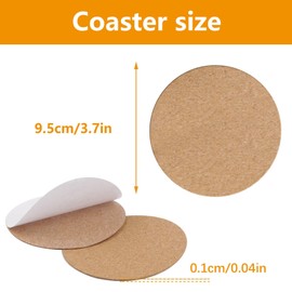 100 PCS self Adhesive Cork for Coasters Bulk,Coaster Bottoms self Adhesive,Round Coaster Backing with self Adhesive,DIY Crafts Thin Drinks Cork Coasters