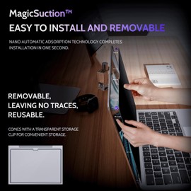 Peslv Privacy Screen for MacBook Air 13.6/13 Inch (2022-2025, M2, M3, M4) - A2681, A3113, A3240 MagicSuction™ Removable Anti Spy Black Protector, Glare Blue Light Filter for Mac Laptop Computer