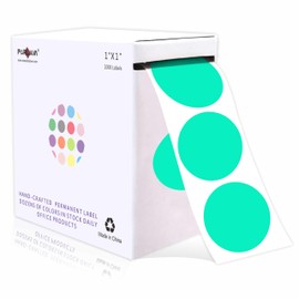 PARLAIM 1 Inch Round Permanent Adhesive Color-Code Dot Stickers,1000 per Roll dots Label Dispenser Box,Aqua Circle Stickers Label for Office Home