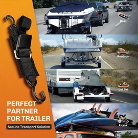 Zodazoqa 2PCs Boat Trailer Straps Premium Boat & Jet Ski Trailer Transom Tie Down Straps - Adjustable Marine Boat Trailer Strap via Quick Release Buckle - Boats Transom Straps & Watercraft Accessories