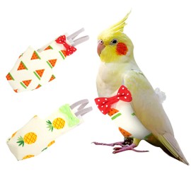 KAMA BRIDAL Bird Diaper Parrot Washable Diapers, Parrot Flight Suit, Reusable Nappies for Parakeet Cockatiel Mini Macaw Budgie Canary 2 Pcs