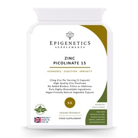 Zinc Picolinate 15 | 15mg Zinc Supplements | High Strength Mineral Supplement | 60 Vegan Friendly Capsules UK Made | 1 Capsule Daily | Long Two Month Supply