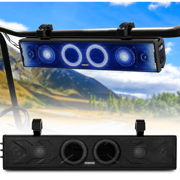 purevox UTV Sound Bar,26 Inch ATV Soundbar Music Sync Multicolor Lights SXS Sound Bar Waterproof Bluetooth Golf Cart Sound Bar for Polaris RZR Can-Am Defender Maverick