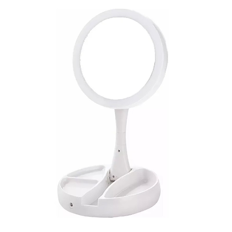 Foldable Makeup Mirror Round Vanity Mirror With LED Light 10X