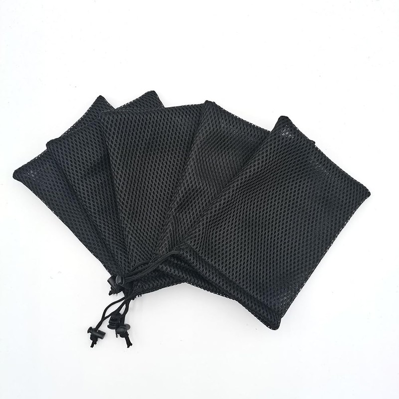 6Pcs 10x15cm/4x6 Inch Black Nylon Mesh Drawstring Bag Pouch String