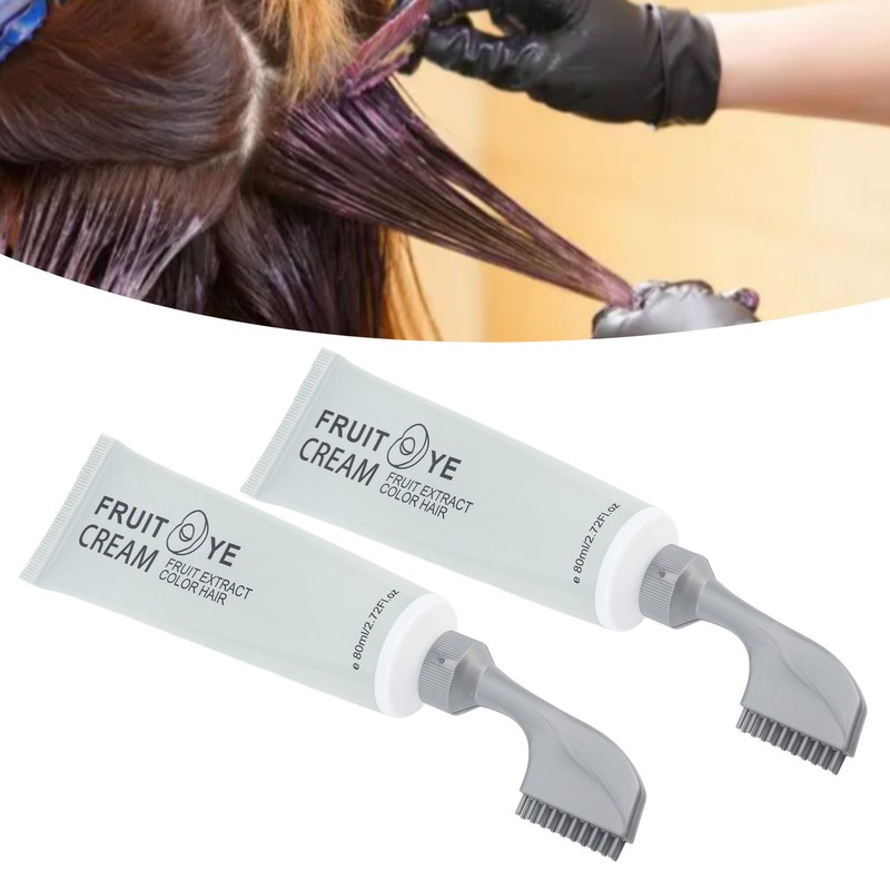2pcs Plant Fruit Hair Dye Cream Gray Hair Coverage Long