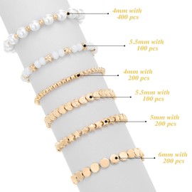 Hicarer 1200 Pieces Gold Spacer Beads Set Bead Bracelet Making Kit for Jewelry Making Assorted Star Round Flower Pony Beads for Friendship Bracelets DIY Crafts Gifts