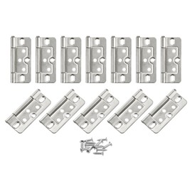 sourcing map 12Pcs 3x1.4 Inch Door Hinges Non-Mortise No Noise Bifold Door Hinges Plating for Cabinet Furniture Window Wardrobe with Screws, White Nickel