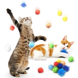 Meric Cat Toy Sparkle Ball Jumbo Pack, Unleash Your Cat’s Inner Lion, No More Flabby Tummy, Get Your Kitty Fit Again with These Sparkly Balls, Ideal for Multi-Cat Homes, Bond Over Play, 20-Pieces