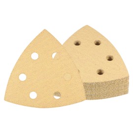 Kozelo 24pcs Mouse Detail Sander Sandpaper - [6-Hole 60 Grit] Aluminum Oxide Triangle Hook and Loop Sanding Pads Sheet for Sanding and Polishing Wood Furniture Metal Use