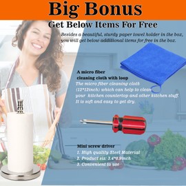 Sfemn Paper Towel Holder Countertop, Stainless Steel Heavy Base (2LBS in Weight, and 6.7inch in Diameter), Paper Towel Rack, Ripping Paper Towel Off One-Handed, No Wobbly (Brushed Nickel)