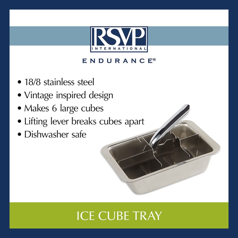 RSVP International Endurance Cocktail Collection, Retro Ice Cube Tray, Stainless