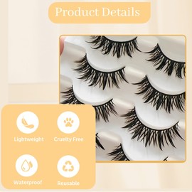 SIVZUMO 10 Pairs False Eyelashes Manga Lashes Natural Look Artificial Eyelashes Anime Fake Lashes Short Cosplay Lashes Faux Mink Spiky Wispy False Eyelashes Manga Lashes