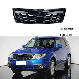MUTUSAISI Front Bumper Upper Grill Gloss Black Grille Compatible with Subaru Forester 2009-2013 Accessories Replacement Parts