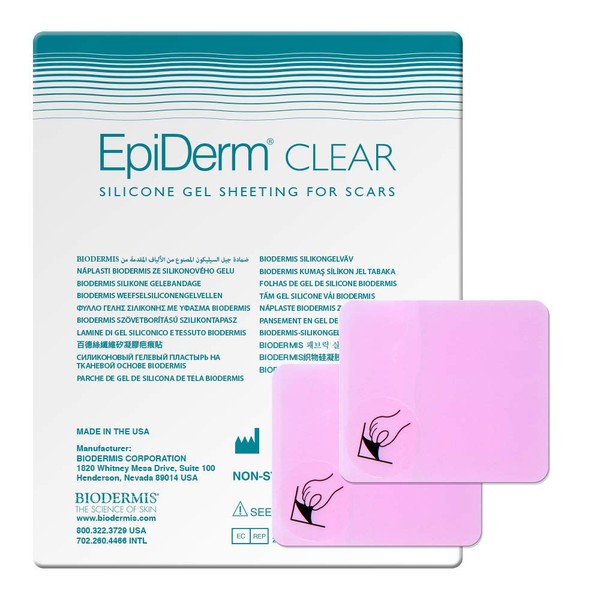 Epi-Derm Patch - 2 x 2.5 in - (1 Pair) (Clear) Silicone Scar Sheets from Biodermis