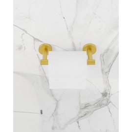 Ruacq Toilet Paper Holder Brushed Gold Double Post Pivoting Round Tissue Holders Roll Holder Hangers Toilet Paper Holders SUS 304 Stainless Steel Modern Wall Mounted