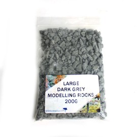 WWScenics Large Dark Grey Modelling Rocks 2-5mm | 200g Bag | Wargame Scenery & Basing Material