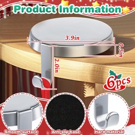 WYTAOHZL 6 Pack Christmas Stocking Holder Round Mantle Stocking Holders with Non-Slip Bases Metal Hanging Hooks for Christmas Fireplace Stand DIY Decoration,Silver