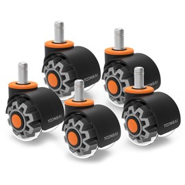 2 Inch Office Chair Wheel, Replacement Caster Wheel for IKEA Chairs,Dual Wheel with Bearing, Stem(3/8-7/8"), High Elasticity and Quiet, Set of 5, 880LB Capacity, Chair Wheels for Hardwood Floors