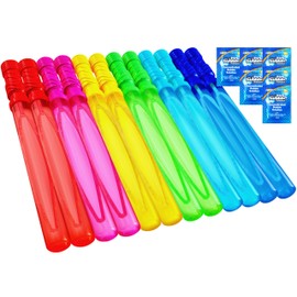 JOYIN 14.6’’ Big Bubble Wands for Kids, 1 Dozen Bubble Wand Bulk with Refill Solution for Summer Toy Party Favor, Outdoors Activity, Easter Basket Stuffers, Birthday Gift