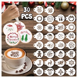 30pcs Christmas Cookie Decorations, Christmas Cookie Stencils for Royal Icing, Christmas Cookie Decorating Kit Supplies Christmas Party Decorations Favors Supplies with Snowflake, Gingerbread Man