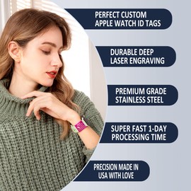 Divoti Alert ID Tag for App Watches All Series - PVD Pink/ICON with Text