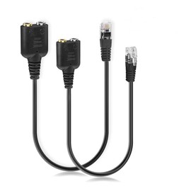 baolongking Headset Adapter RJ9 Male to 3.5mm Female Headset Phone MIC Audio Splitter Adapter Cable 2 Pack