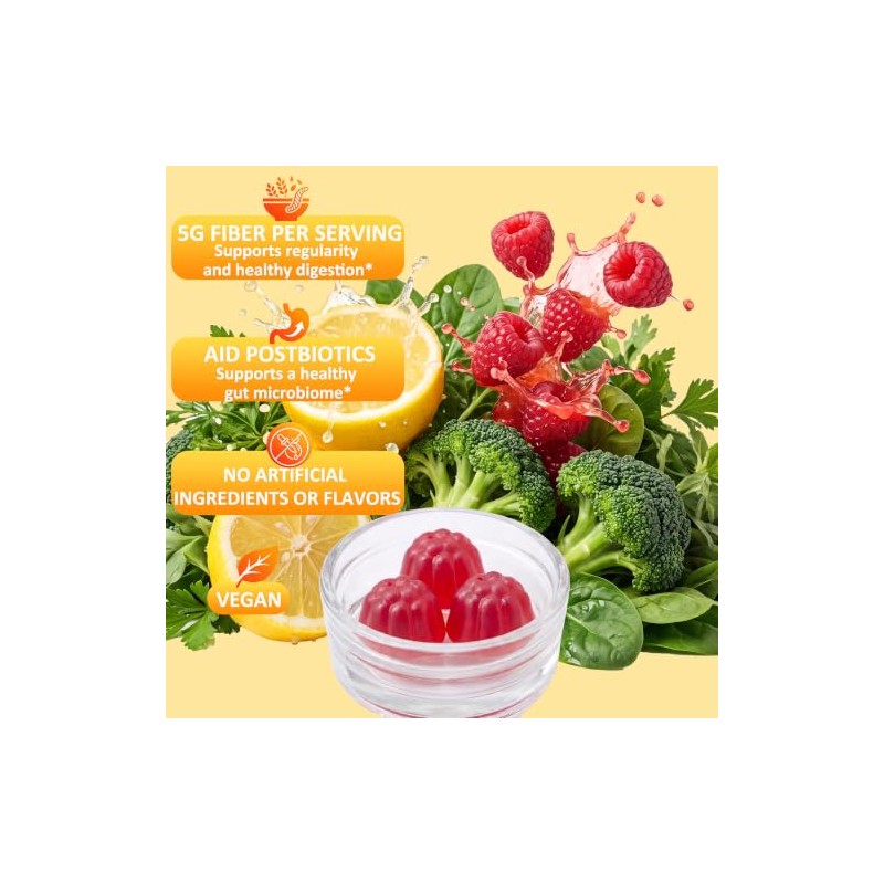 Fibre Gummies, Sugar-Free Fibre Supplements with Sodium for Gut Health