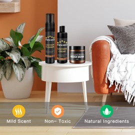 STARTSO WORLD Leather Restoration Kit | Includes Leather Recoloring Balm, Leather Cleaner, Protection Cream| Restores & Repairs (Medium Brown)