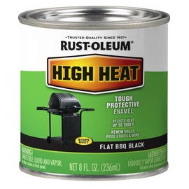 Rust-Oleum 7778730 High Heat Brush Protective Enamel Paint, Half Pint, Flat BBQ Black
