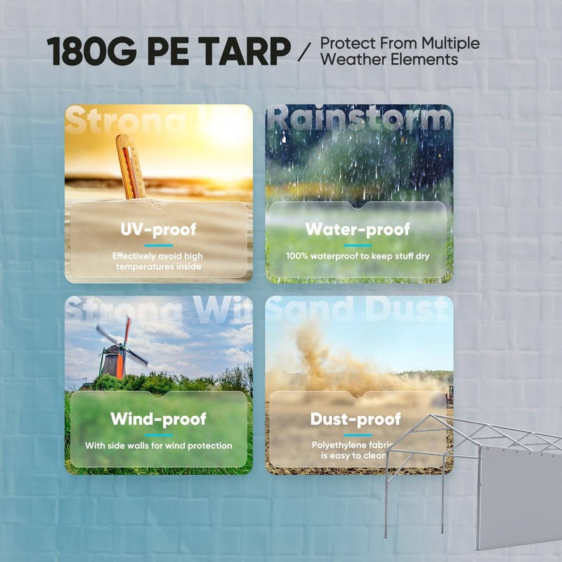 ADVANCE OUTDOOR Replacement Mesh Window Sidewall Tarp for 10/12x20 ft