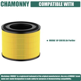 CHAMONNY AP-S0610L Filter Replacement, Compatible with MOO-KA AP-S0610L Air Purifier, 3-in-1 H13 True HEPA Filter and Activated Carbon Filter (AP-S0610L 2Pack-Pet Care Filter)