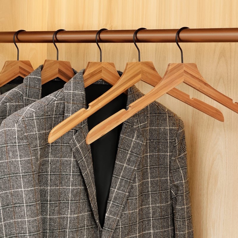 TOPIA HANGER Bamboo Wooden Hangers, Clothes Hangers with Rotatable Black