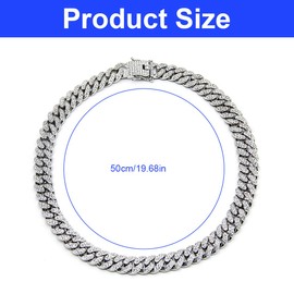 Silver Chain Men's Double Curb Chain, Cuban Link Chain for Men, Silver Necklace, Cuban Necklace, Hip Hop Jewellery, Gifts for Men, Silver, 50 cm