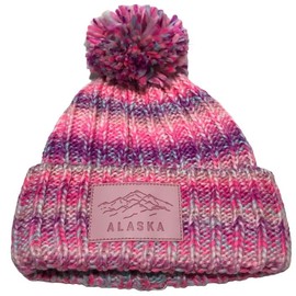 Robin Ruth Alaska Beanie Hat Bulky Knit Quality Variegated Heavy Pinks Pom Pom