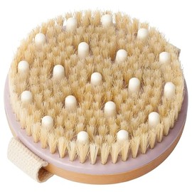 MainBasics Cepillo corporal seco exfoliante - Cerdas de jabali y nodulos de masaje para piel seca, circulacion sanguinea, tratamiento de celulitis y drenaje linfatico
