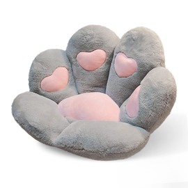 Firecos Cat Paw Cushion, Seat Cushion for Chair, Plush Cushion in Cute Paw Shape, Skin-Friendly Chair Cushion, Soft Plush for Dining Room, Bedroom, Office, 70 x 55 cm (Grey)