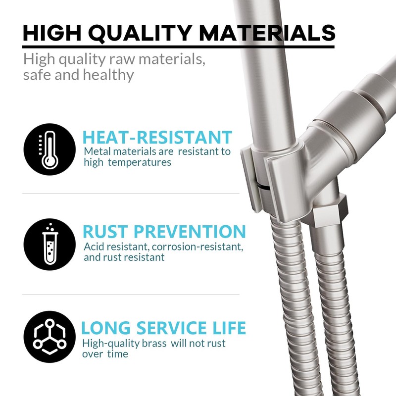 All Metal Handheld Shower Head Holder, Adjustable Shower Wand Holder